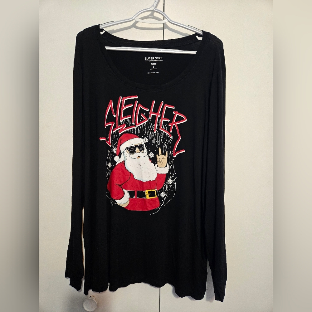 Torrid Women's Black Super Soft Santaβ Graphic Sleep Tee- Size 3X